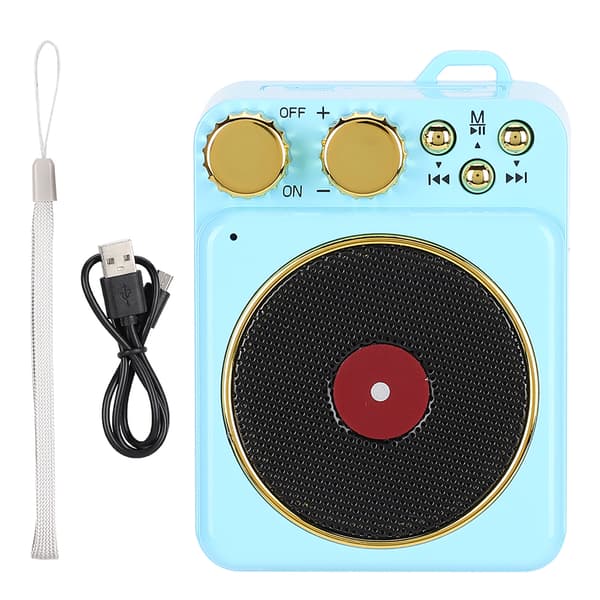 DC 3.7V Retro Bluetooth 5.0-högtalare med smart ljudröstutsändning för MP3 / TF-kortBlå