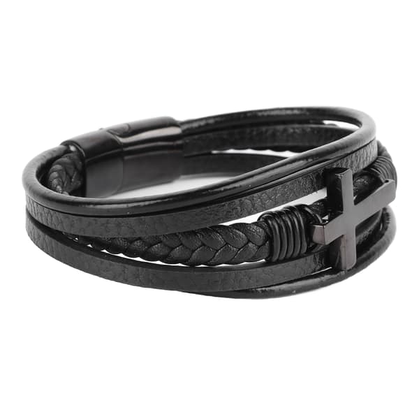 Korsarmbånd Mode Rustfrit Stål Udsøgt Håndværk Armbånd Håndsmykker Sort 8.46in