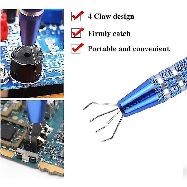 4-takkede smykkeholder tang pincet værktøj - diamantgriber til små dele blå