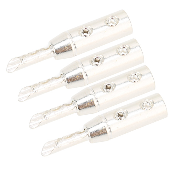 4 stk BA1417 BFA bananplugg Sølvbelagt banankontakt for diameter 7 mm/0,3 tommer høyttalerledning