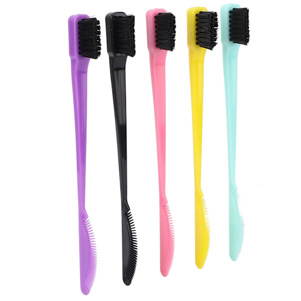 5 stk Dual Edge Brush Comb 2 I 1 Edge Dobbeltsidet Kontrol Hår Hårlinje Øjenbryn Børste Kam Makeup Værktøj