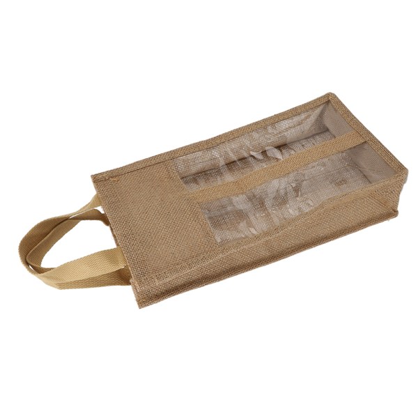 Jute Wine Bag Tote Portabel Elegant vinflaska presentpåse med handtag för alla hjärtans jul