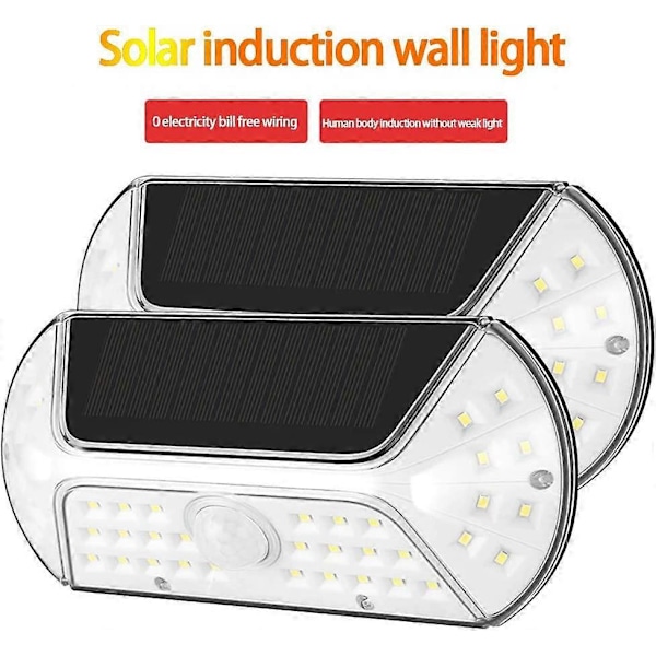 Solarlampa Utomhus 40 LED Rörelsesensor Vattentät Trådlös Solarsäkerhetsbelysning för Utomhusbruk Garage Gård Uteplats