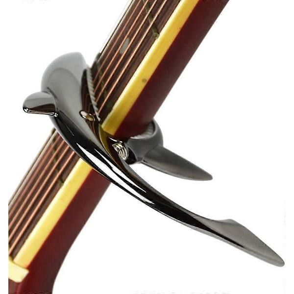 Zinklegering Guitar Capo Shark Capo til Akustisk og Elektrisk Guitar med God Håndfølelse, Ingen Båndstøj og Holdbar (Sort)