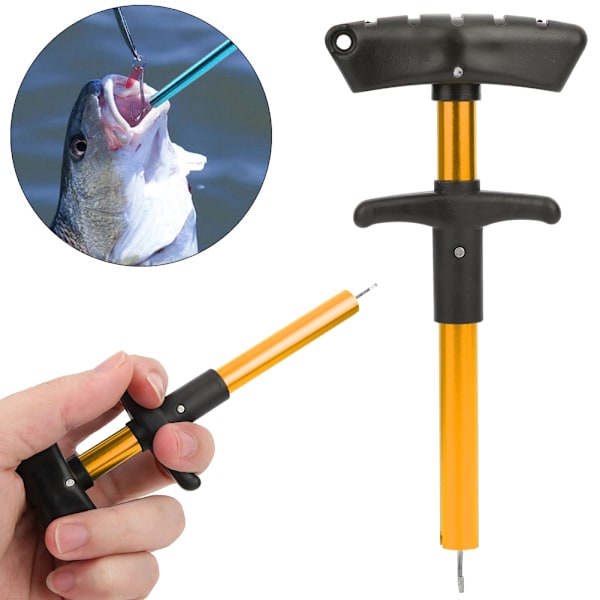 Bärbar TShape Krok Ta bort Verktyg Lossare Fiskkrok Extractor Havsfisketillbehör (guld)
