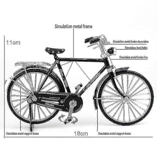 1:10 Legering Klassisk Retro Cykel Model Ornament Grøn ManStyle