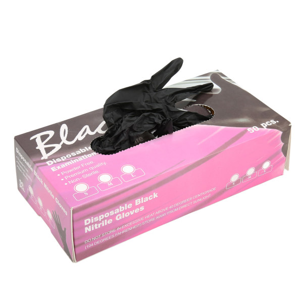 50 stk gummihansker disponibel svart pulverfri teksturerte fingertupphansker for hjemmeskjønnhetssalong S