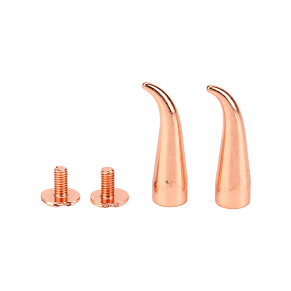 100 set spikar och nitar roséguld stark mässing exakt gänga punk stil metallplätering kon spikar för DIY kläder 7x26mm