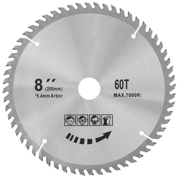 8 x 60T 200 mm Sirkelsagblad Skjæreskive Trebearbeiding Sementert hardmetallsagblad