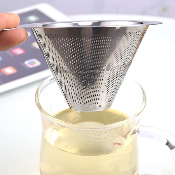 Rustfrit Stål Hæld-Over Kaffe Filter, Papirløst Kaffe Drypper, 1-2 Kopper Brygning