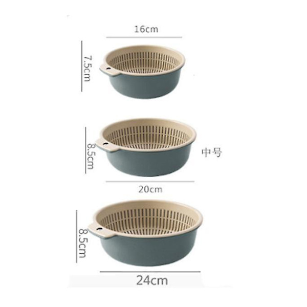 Set med 3 olika lila dräneringskorgar
