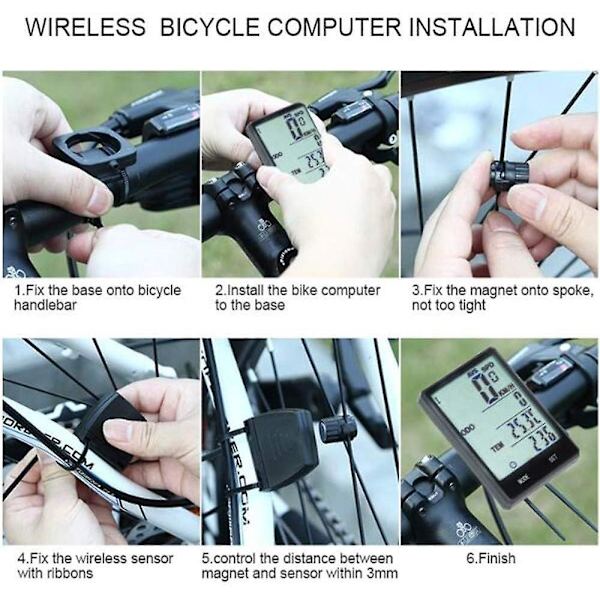 Langaton LCD-polkupyörän nopeusmittari automaattisella muistilla ja lämpötilan mittauksella - valkoinen