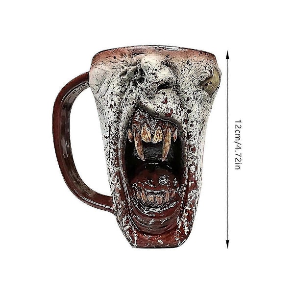 3D Kraniemug Drikkekop Skelet Gotisk Resin Øl Kaffe Krus Tekop Halloween