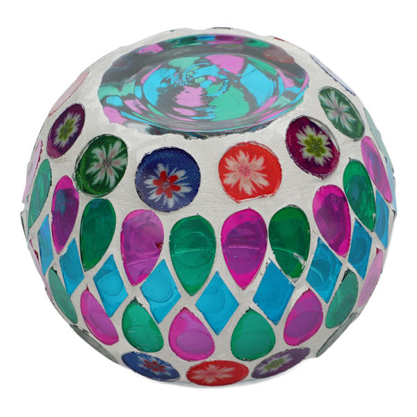 Mosaik Tealight-hållare i glas med livfulla färger och utsökt mönster, glasljusstake för ljus, växter och pennor