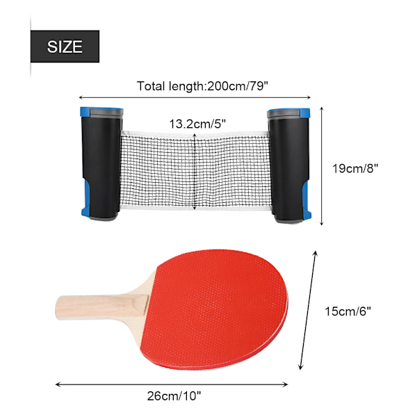 Bærbar bordtennisnettsett med metallklemmepinner Ping Pong Ball Net Tilbehør