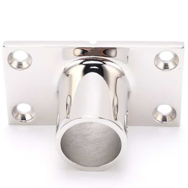 Stangbase rustfrit stål 90 grader rektangulært holdbart korrosionsbeskyttende polering Hnadrail fitting til bådyacht (25 mm)
