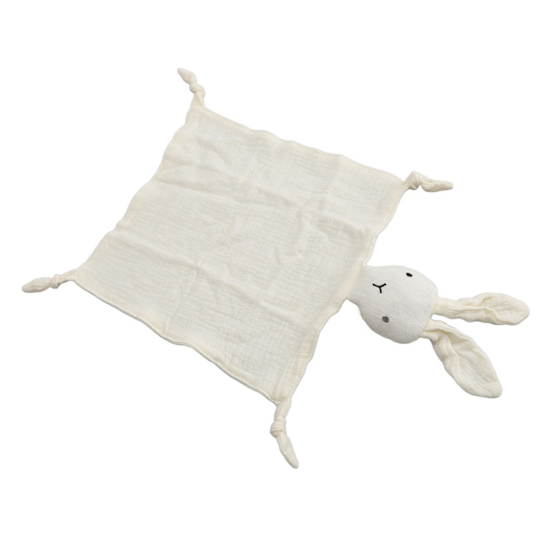 Bunny sikkerhetsteppe Cute Lovey teppe Dobbeltlags bomullsmykt sikkerhetsteppe for å sove og leke