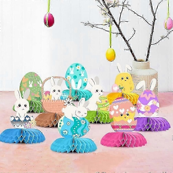 9 st Påsk Honeycomb Centerpieces Kyckling Honeycomb Dekorationer Påskägg Honeycomb Kanin Party