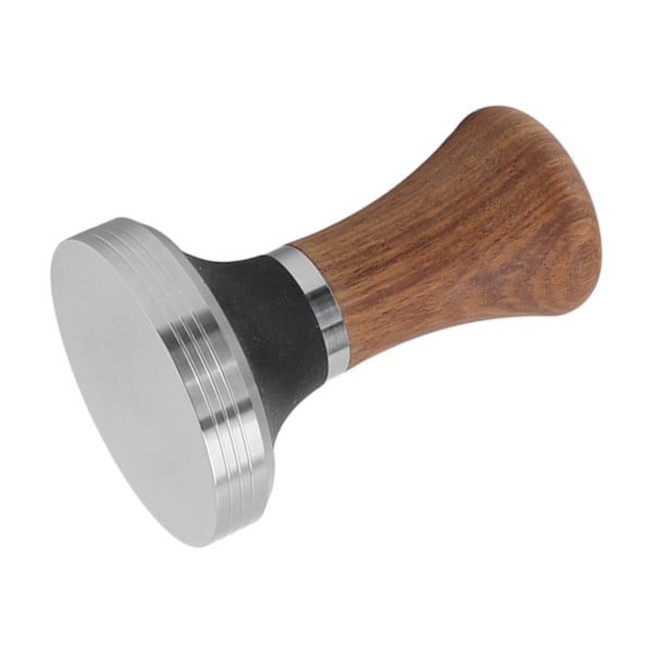 Kahvitamperi, ruostumaton teräs, litteä pohja, kahvin käsin tamppaustyökalu, puukahva, 58 mm/2,3 tuumaa