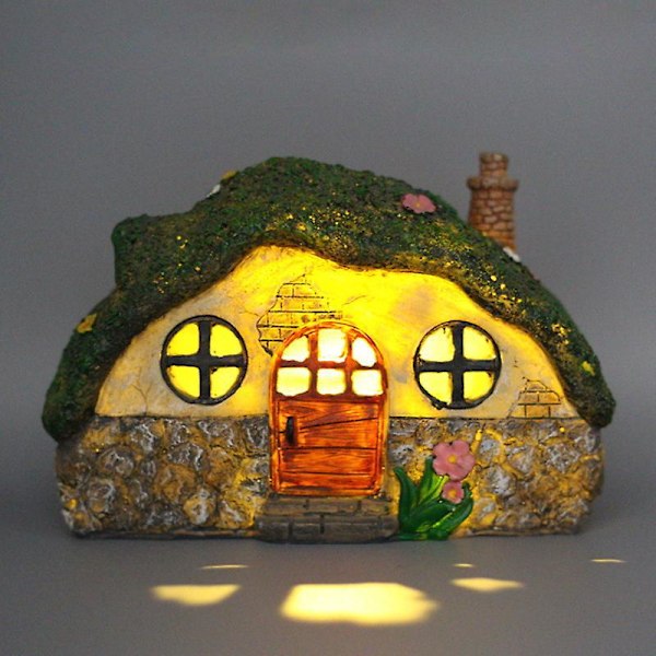 Fe Have Statue Hus Statue, Smukt Foyer Hus med Solar LED Lys