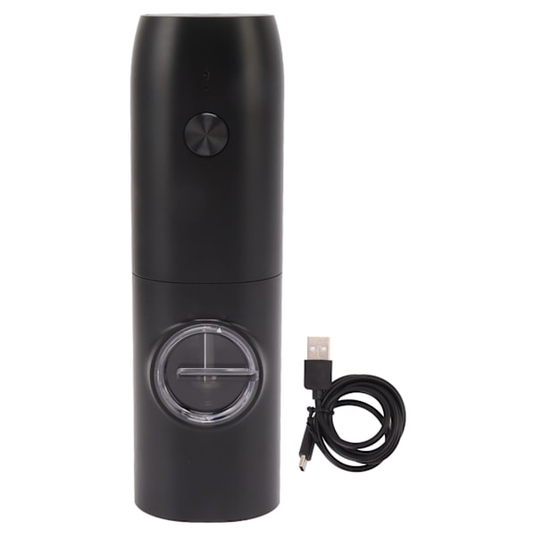 Elektrisk pepperkvern justerbar grovhet USB oppladbar automatisk saltkvern med LED-lys for urtekrydder svart