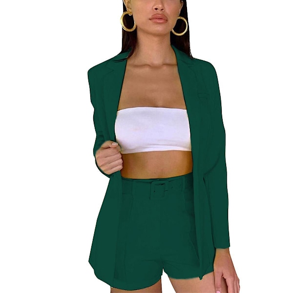Trendig 3-delad Blazer Set för Kvinnor XS Grön
