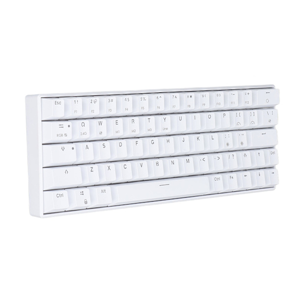 Mekanisk tangentbord 64 tangenter RGB trådlös 2.4G BT3.0 5.0 Typ C trådbunden anslutning ergonomisk vit mekaniskt tangentbord linjär action switch