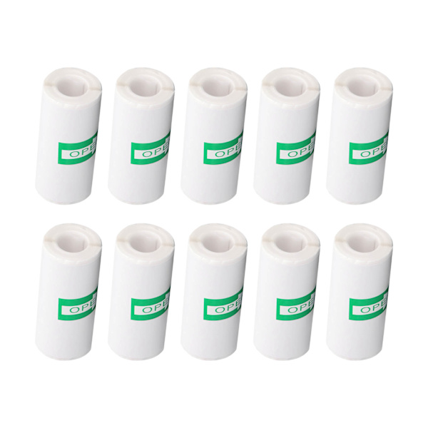10 ruller termisk printerpapir selvklæbende papirruller hvid printbar kvitteringsetiket 57x25mm