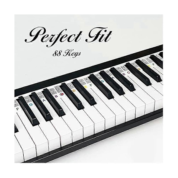 Avtagbar Pianoklaviatur Notetikett, 88 Tangenter Piano Notguide och Piano Tangentguide, (färg) Zekai