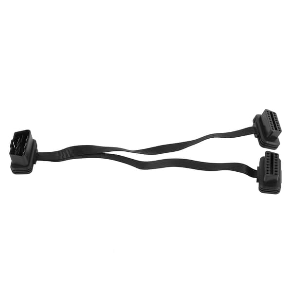 16-pin OBD forlængerkabel, lige han til dobbelt lige hun Y-splitter adapter konnektor OBD2 albue flad linje 0,3 meter