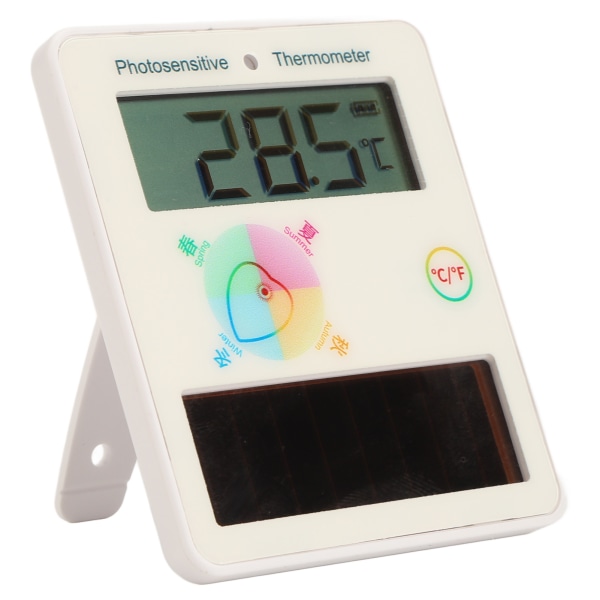 Soldriven termometer LCD-skärm Temperaturdisplay Dubbel enhet vidvinkel för hem inomhus utomhus