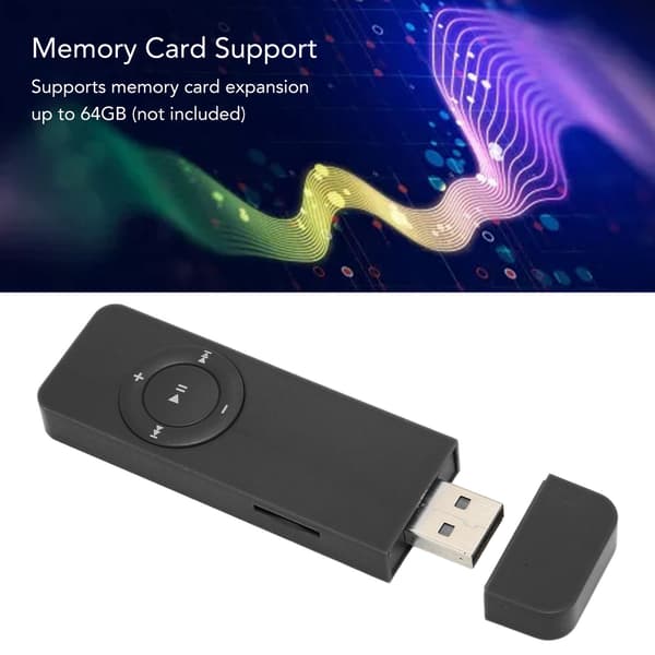 MP3-spiller Lossless Lyd Støtte Opptil 64GB Mini Musikkspiller for Studenter Løping Reise Svart