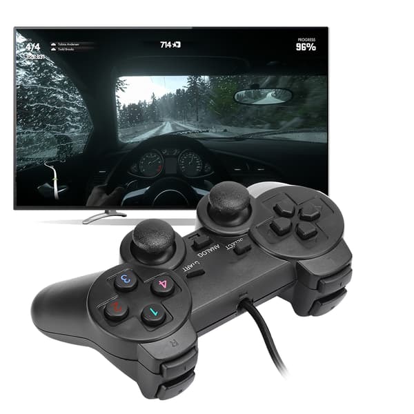 Håndholdt USB kablet spillkonsoll spillkontroller Gamepad svart for PC-datamaskin svart