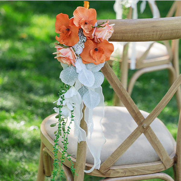 Phalaenopsis Stol Rygg Blomma - Elegant utomhus bröllop och kyrka stol dekoration