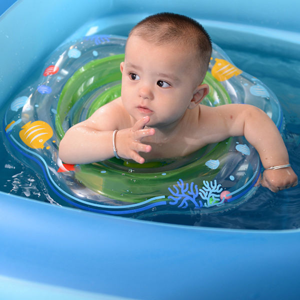 Baby svømme ringe dobbelt gasbag forhindre lækage oppustelig svømme float med sæde farve boks grøn