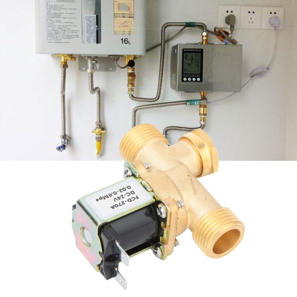 G1/2" Normalt stängd Mässingsmagnetelektromagnetisk ventil Vatteninloppsbrytare (DC24V)