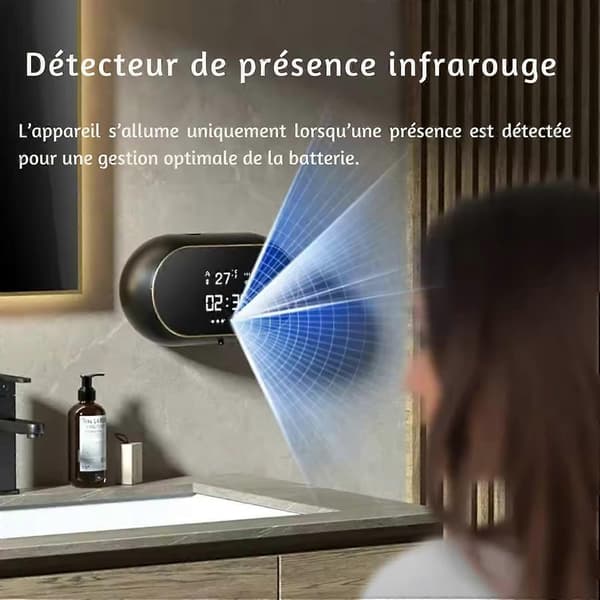 Automatic Foam Soap Dispenser Touchless, Wall-Mounted, No Drilling Required, Refillable for Bathroom and Kitchen (Black), 18.5*10.8*6.5 cm, Plastic