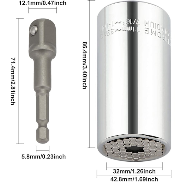 11-32mm Multifunksjonell Pipe med Forlengelsesstangadapter