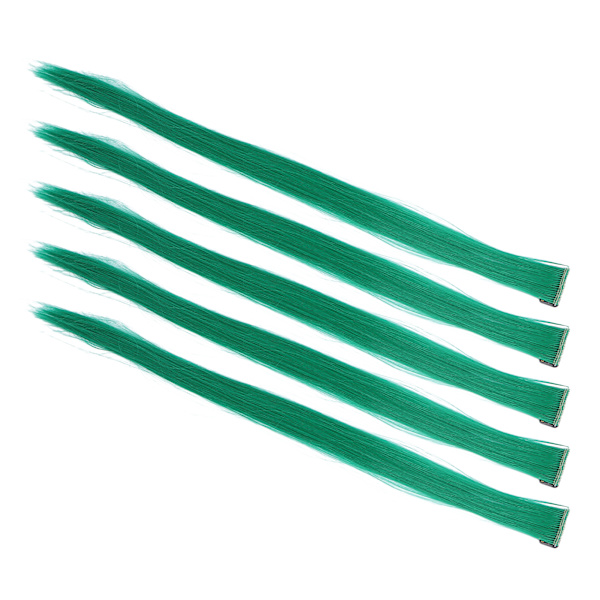 5 stk rett hårstykke klips lys farge 21,65 tommer hårforlengelse hårpynt for Cosplay PartyGreen