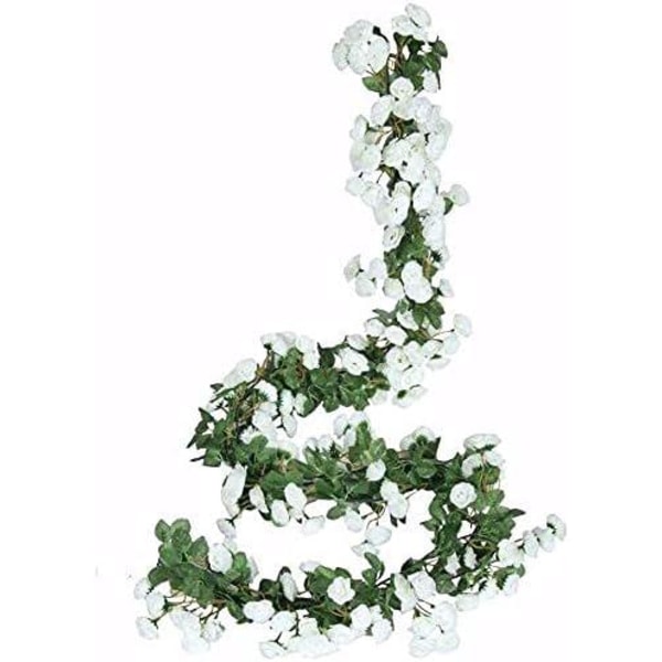 5-pack (vit) konstgjorda rosenkransar som hänger för trädgårdsdekoration, bröllopsbåge, dekoration