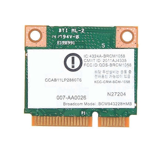 BCM943228HMB WiFi-kort Nätverkskort Dual Band 300Mbps Bluetooth4.0 802.11A/B/G Mini PCI-E Laptop WL