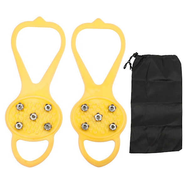 1 par/sæt Anti Skid 5 tænder Crampons Stærk greb Holdbar 5 tænder Vinter klatresko CoverGul M (35‑41)