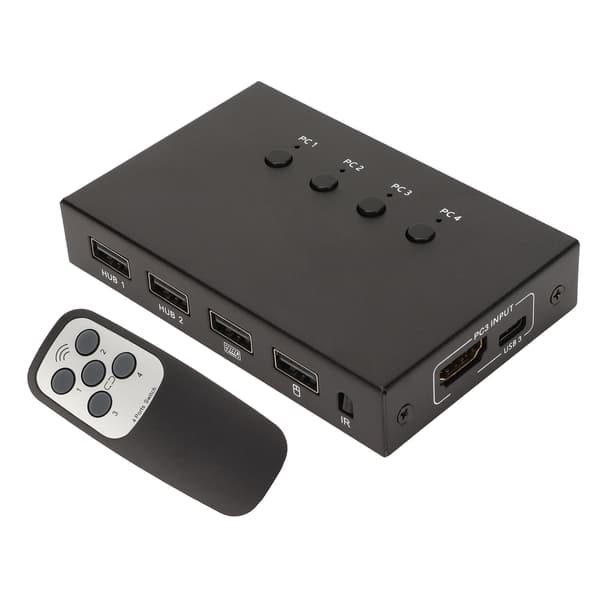 KVM Switcher 4K 60Hz 18Gbps 4 ind 1 ud HD Multimedia Interface 2.0 KVM Switcher med USB-interface