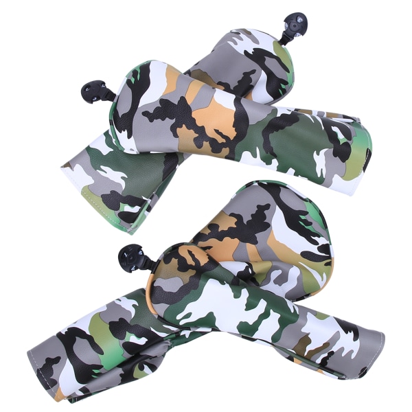 4 STK PU Læder Camouflage Vandtæt Tykke Foring Golf Putter Head Cover Trækølle Hovedbetræk TilbehørCamouflage Grøn