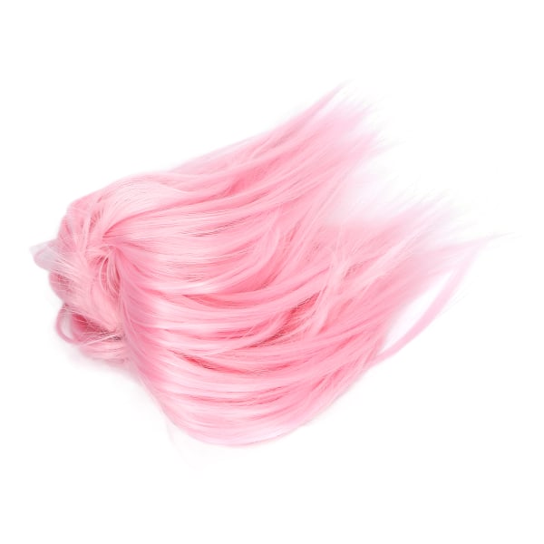 Pjusket hår knolde paryk Justerbar naturligt elastisk bånd rodet knolde-hårstykker til kvinder piger#Q17‑Lys Pink