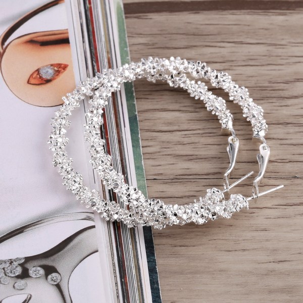 Kvinnor Big Hoop Örhängen Large Loop Circle Legering Smycken Örhängen (silver)
