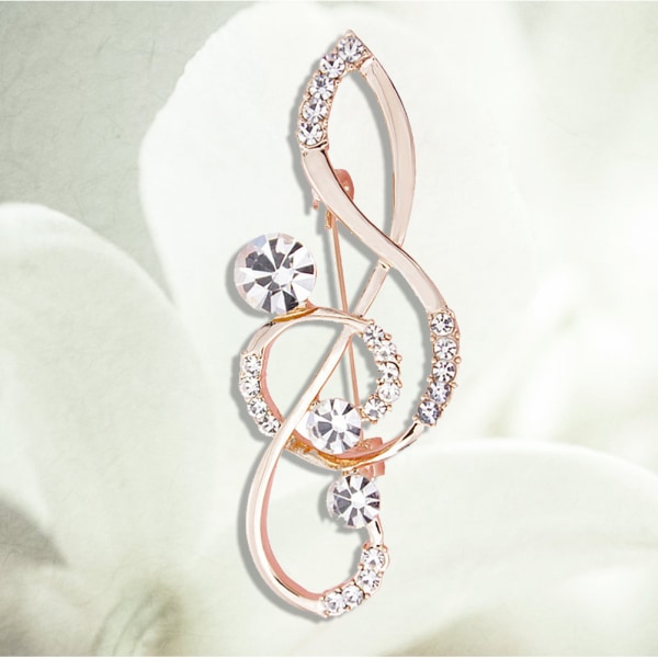 Elegante kvinner Damer Utsøkt Melody Brosje Pin med Rhinestone klær tilbehør (sølv)
