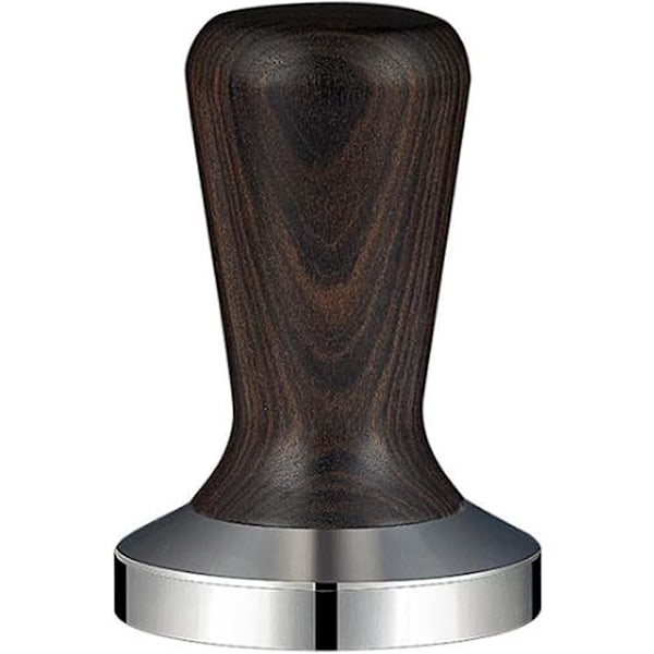 Ny Kaffepulverhammer med Massivt Træhåndtag og Rustfri Stål Pulverpresse, Sort Palisander 58MM