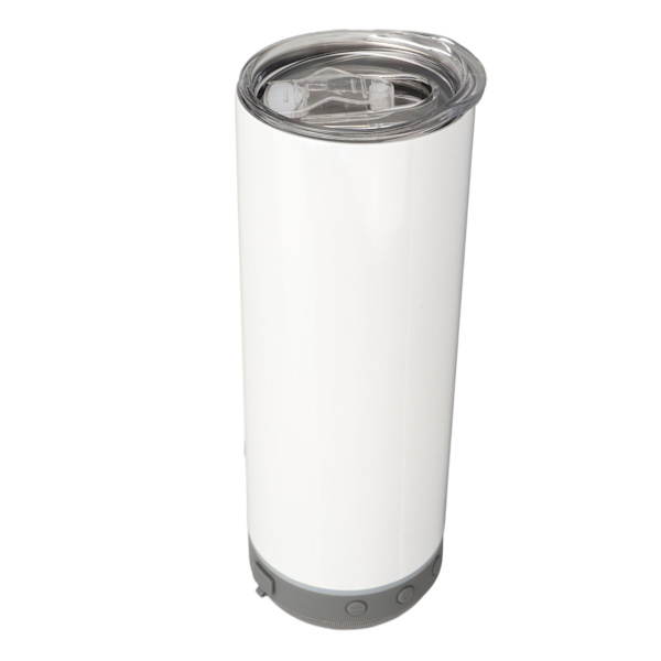Sublimering Tumblers 20oz Raka Avtagbara Bluetooth Högtalare Tumblers Bärbar Isolerad Musikkoppa Grå Botten