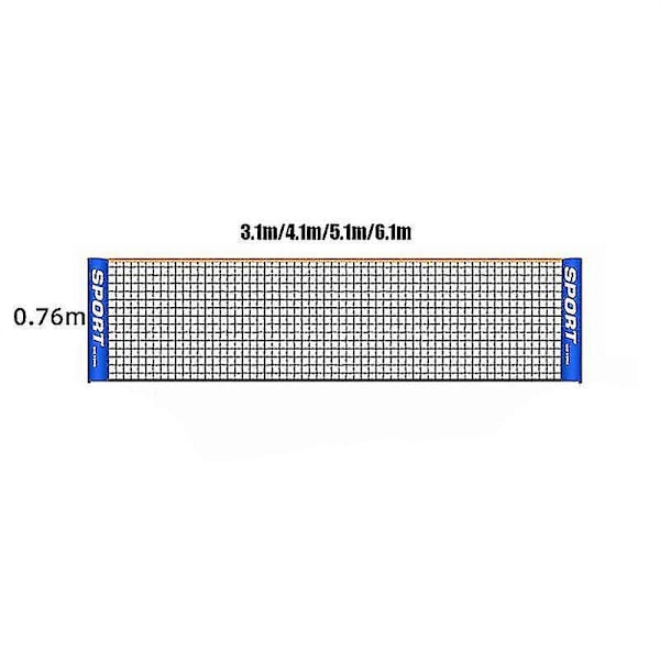 Hopfällbart och portabelt tennis- och badmintonnät (4m/5m/6m) 3.1M